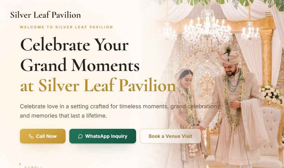 Wedding hall website designed by KonnectAI