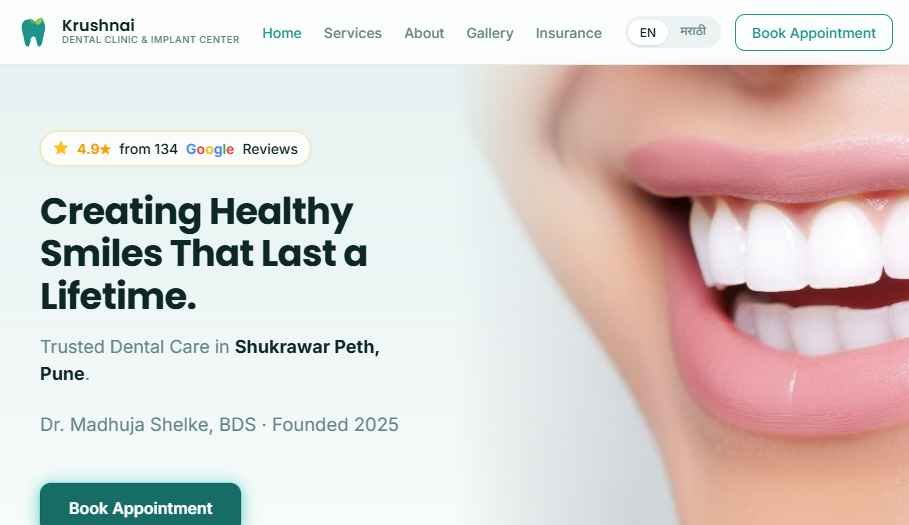 Dental clinic website designed by KonnectAI