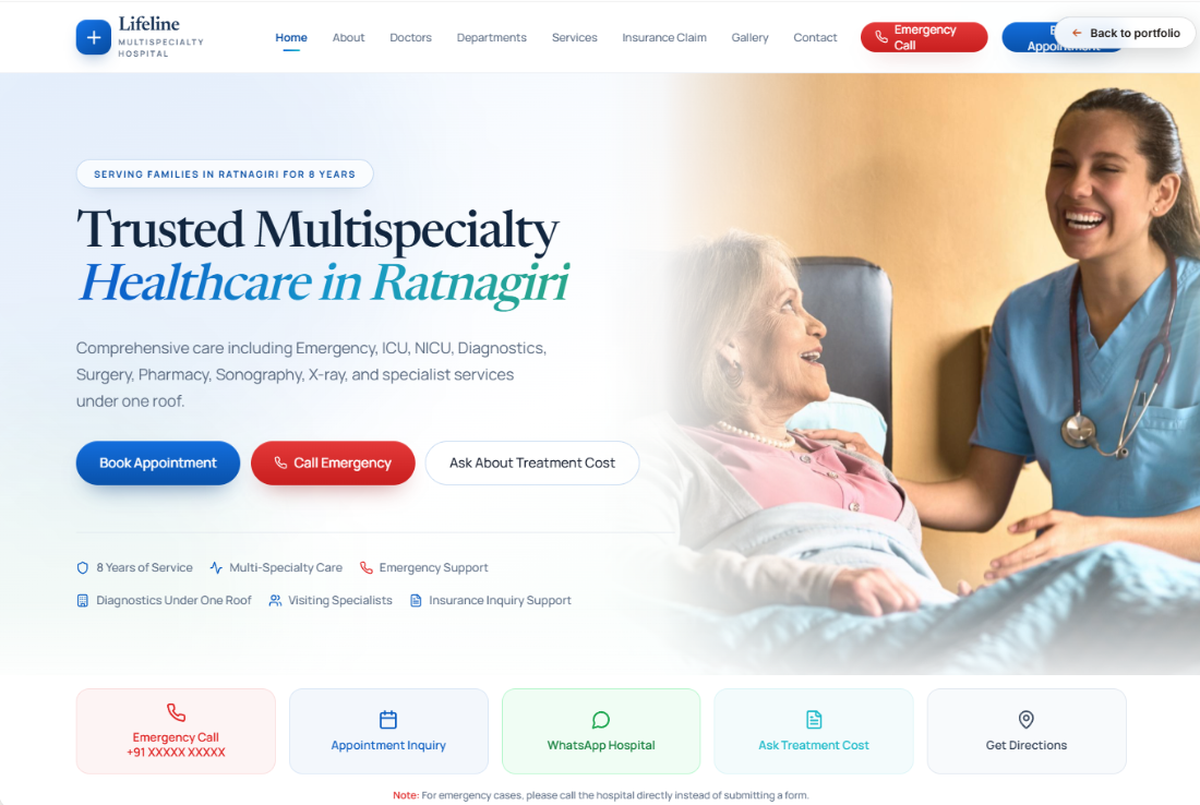 Hospital website hero